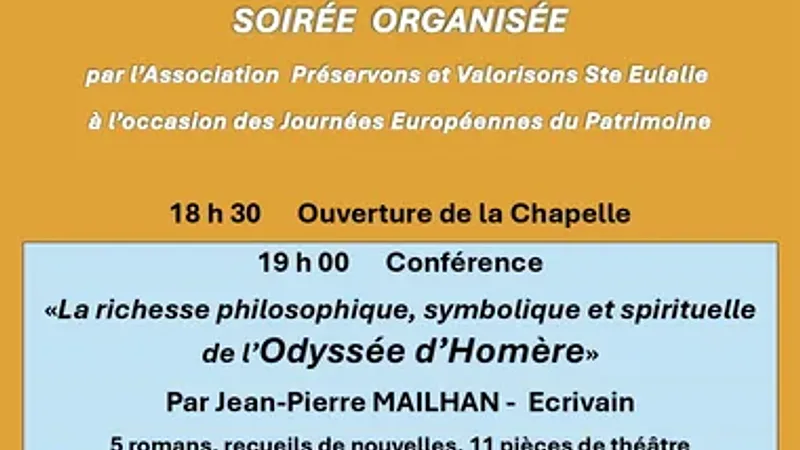 Journées Européennes du Patrimoine 2026 – Conférence – La richesse philosophique, symbolique et spirituelle d’Odyssée d’Homère